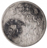 Silver Two Annas Coin of Victoria Empress of Bombay Mint of 1900.