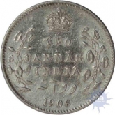 Silver Two Annas of King Edward VII of Calcutta Mint of 1906.