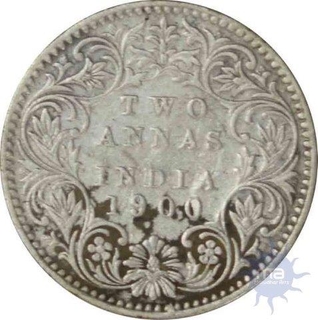 Silver Two Annas of Victoria Empress of Bombay Mint of the year 1900.