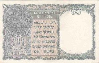 One Rupee of King George VI of Burma Currency Board of India.