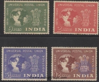 1949. Complete Set of 4 Stamps of India issued in 1949 (White Gum ).