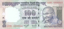 100 Rupees Bank Note of India of Y.V. Reddy Governor of 2007 issued