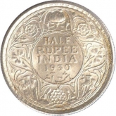 1930, King George V, Silver 1/2 Rupee, Culcutta mint.