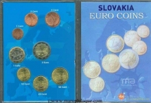 Uncirculated Copper Eight Euro Coins Set of Slovakia.