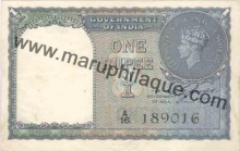 One Rupee Bank Note of King George VI of India.