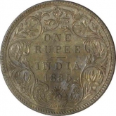 Silver One Rupee Coin of Victoria Empress of Bombay Mint of 1885.