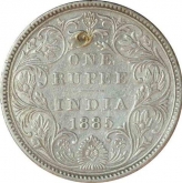 Silver One  Rupee Coin of Victoria Empress of Bombay Mint of 1885.