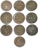 A lot of Copper Dokdo of Ten Coins of  Junagadh.