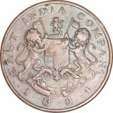 Copper Half Anna of Bengal Presidency of Calcutta Mint.