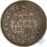 Copper One Quarter Anna of King George VI of Calcutta Mint of 1938.