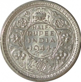 Silver Half Rupee of King George VI of Lahore Mint of 1944.