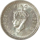 Silver Half Rupee of King George VI of Lahore Mint of 1945.