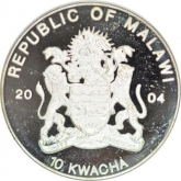 Silver Plated Cupro Nickle Ten Kwacha of Republic of Malawi. 