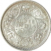 Silver Quarter Rupee of King George VI of Calcutta Mint of 1940.