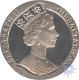 Cupro Nickle One Crown coin of Elizabeth II of Gibraltar of 1993.