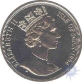 Cupro Nickle One Crown coin of Elizabeth II of Isle of Man of 1994.