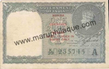 One Rupee Bank Note of King George VI of Burma Currency Board of India.