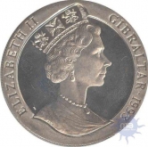 Cupro Nickle One Crown coin of Elizabeth II of Gibraltar of 1993.