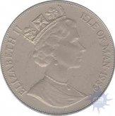 Cupro Nickle One Crown coin of Elizabeth II of Isle of Man 1989.