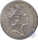 Cupro Nickkle One Dollar of Elizabeth II of Bermuda of 1985.