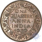 Bronze One Quarter Anna  of King George VI of Bombay Mint of 1939.