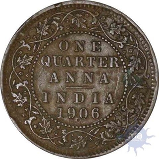 Copper One Quarter Anna  of King Edward VII of Calcutta Mint of 1906.