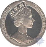 Cupro Nickle One Crown coin of  Elizabeth - II of Gibraltar 1993.