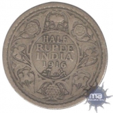 Silver Half Rupee of King George V of Calcutta Mint of 1916.