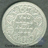 Silver Two Annas of Victoria Empress of Calcutta Mint of 1888.