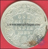 Silver One Rupee of Victoria Empress of Calcutta Mint of 1885.