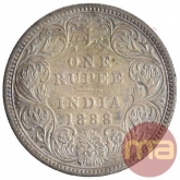 Silver One Rupee Coin of Victoria Empress of Bombay Mint of 1888.