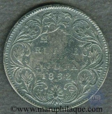 Silver Half Rupee of Victoria Queen of Bombay Mint of 1862.