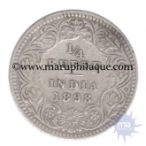 Silver Quarter Rupee of Victoria Empress of Calcutta Mint of 1898.  