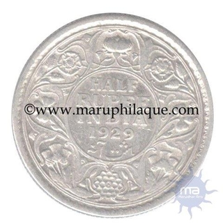 Silver Half Rupee of King George V of Calcutta Mint of 1929.