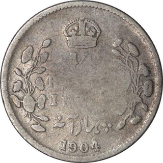 Silver Quarter Rupee Coin of King Edward VII  of Calcutta Mint of 1904.