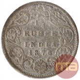 Silver Quarter Rupee Coin of Victoria Queen of Calcutta Mint of 1876.