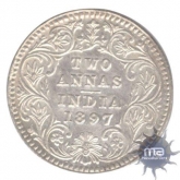 Silver Two Annas of Victoria Empress of Calcutta Mint of 1897.