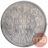 Silver One Rupee Coin of Victoria Empress of Bombay Mint of 1888.