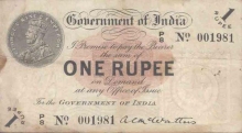 1 Rupee of King George V signed by A.C.Mc Watters.