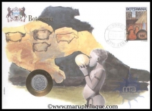 Botswana. 1976. Special Cover With Coin & Stamps with Special Cancellation. Cover, Coin & Stamp on Tribes Theme.