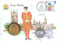 Great Britain. 1967. Special Cover With Coin & Stamps with Special Cancellation. Cover, Coin & Stamp on Building & Lake Theme. 