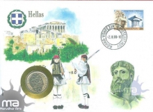 Hellas. 1984. Special Cover With Coin & Stamps with Special Cancellation. Cover, Coin & Stamp on Monument Theme. 