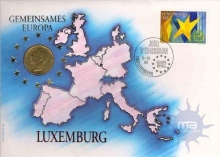 Postal covers of Luxemburg, 1992, Gemeinsames Europa, Special Cover With Coin & Stamps with Special Cancellation. Cover, Coin & Stamp on Seal & Sports Theme, (Used).