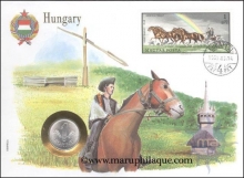 Hungary. 1987. Special Cover With Coin & Stamps with Special Cancellation. Cover, Coin & Stamp on Horse & Jockey Theme.