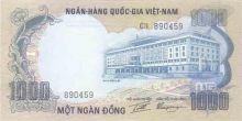 Paper Money of Vietnam of 1000 Dong of 1972 issued.