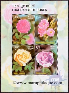 Miniature sheet of india of 2007, Fragrance of Roses.