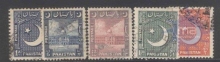 1949-53, Stamps of Pakistan, Set of 5 Stamps, Sc.No: 47-49,51,54.