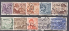 1947, Stamps of Norway, Set of 10 Stamps, Sc.No: 280-289.