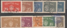 1933-34, Stamps of Norway, Set of 10 Stamps, Sc.No: O9-O19.