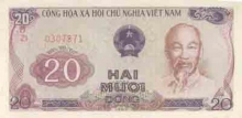 Paper money of Vietnam of 20 Dong of 1985 issued.